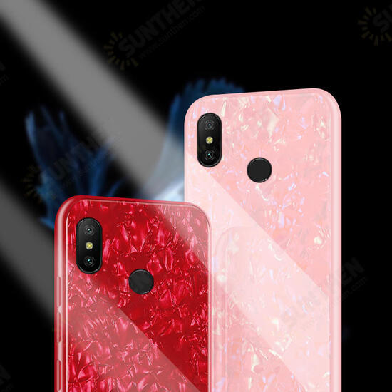 Shell Glossy Soft Frame Hard Back Tempered Glass Protective Case for Xiaomi Redmi Note 6 Pro Non-original