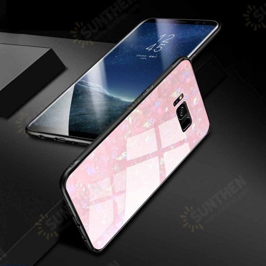 Shell Pattern Glossy Glass Soft Edge Protective Case for Samsung Galaxy S8