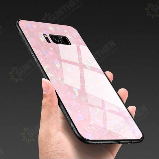 Shell Pattern Glossy Glass Soft Edge Protective Case for Samsung Galaxy S8