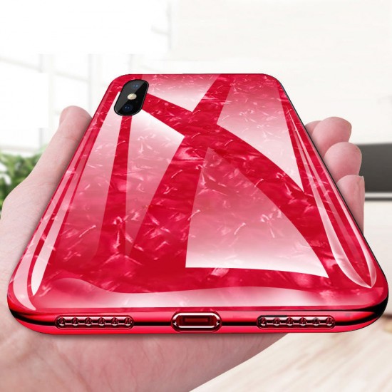 Shell Pattern Glossy Glass Soft Edge Protective Case for iPhone X