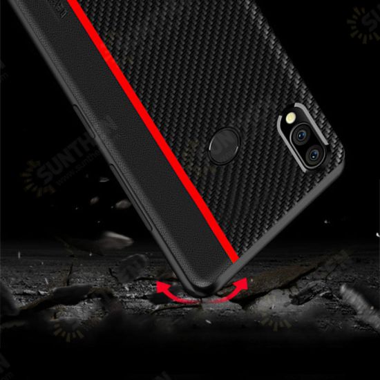 Shockproof Carbon Fiber Soft Silicone Edge PU Leather Protective Case for Xiaomi Redmi Note 7 / Redmi Note 7 Pro Non-original