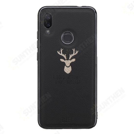 Shockproof Plating Border Glitter Deer PU Leather Soft TPU Protective Case For Xiaomi Redmi Note 7 / Redmi Note 7 PRO