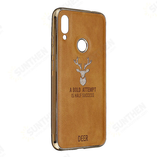 Shockproof Plating Border Glitter Deer PU Leather Soft TPU Protective Case For Xiaomi Redmi Note 7 / Redmi Note 7 PRO
