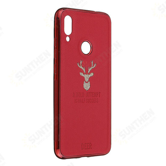 Shockproof Plating Border Glitter Deer PU Leather Soft TPU Protective Case For Xiaomi Redmi Note 7 / Redmi Note 7 PRO