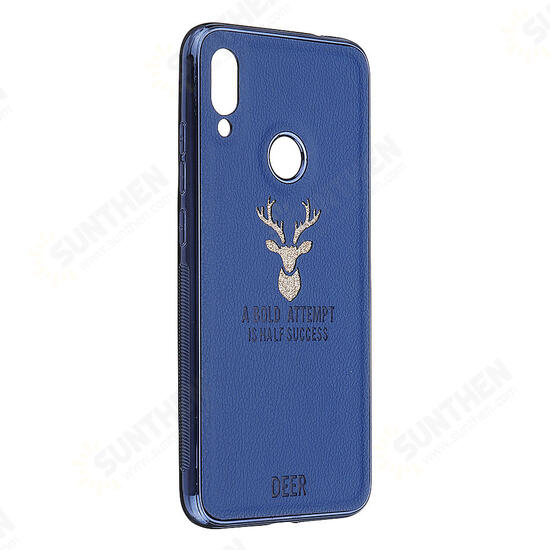 Shockproof Plating Border Glitter Deer PU Leather Soft TPU Protective Case For Xiaomi Redmi Note 7 / Redmi Note 7 PRO