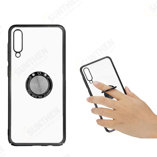 Shockproof Plating Finger Ring Holder PC Protective Case for Samsung Galaxy A50 2019