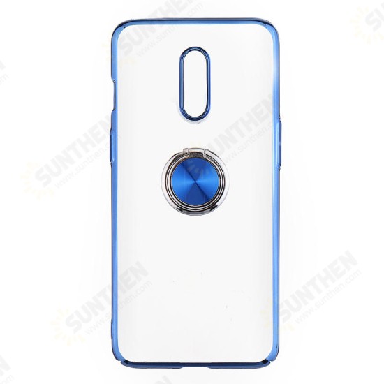 Shockproof Plating With Ring Holder Hard PC Back Cover Protective Case for OnePlus 7