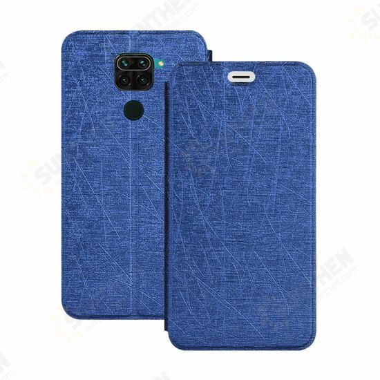 Silk Texture Flip with Foldable Stand PU Leather Shockproof Full Cover Protective Case for Xiaomi Redmi Note 9 / Redmi 10X 4G Non-original