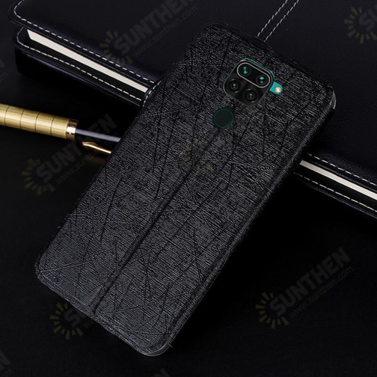 Silk Texture Flip with Foldable Stand PU Leather Shockproof Full Cover Protective Case for Xiaomi Redmi Note 9 / Redmi 10X 4G Non-original