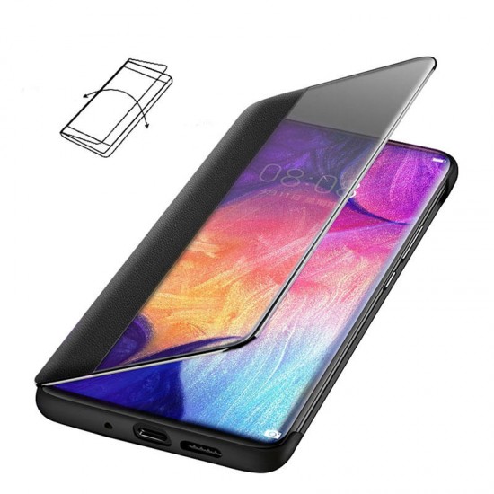 Smart Sleep Window View Stand Flip PU Leather Protective Case for Samsung Galaxy A50 2019