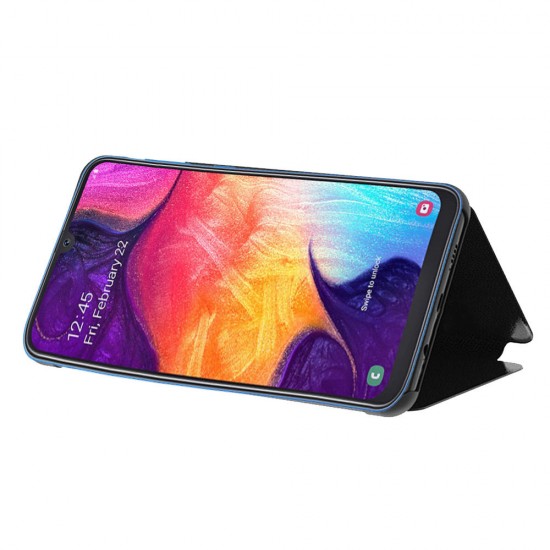 Smart Sleep Window View Stand Flip PU Leather Protective Case for Samsung Galaxy A50 2019
