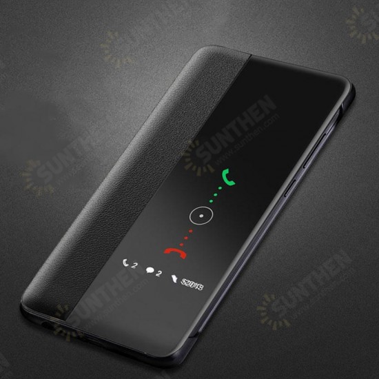 Smart Sleep Window View Stand Flip PU Leather Protective Case for Samsung Galaxy A50 2019