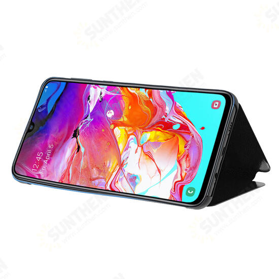 Smart Sleep Window View Stand Flip PU Leather Protective Case for Samsung Galaxy A70 2019