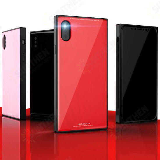 Square Glossy Tempered Glass Protective Case for iPhone X/7/8/7Plus/8Plus