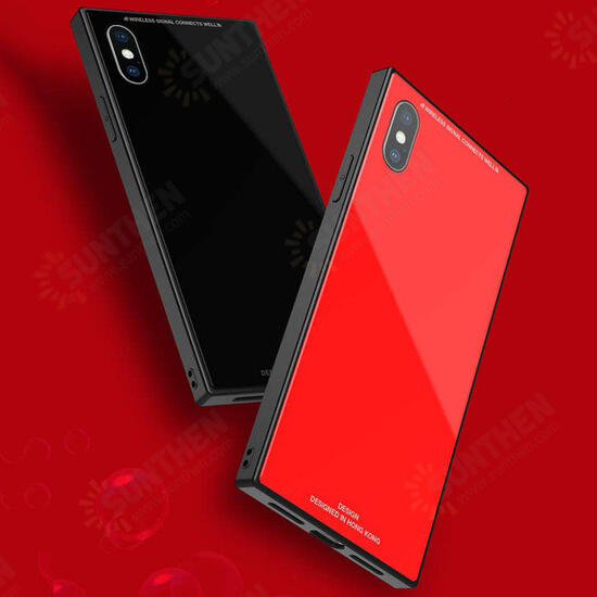 Square Glossy Tempered Glass Protective Case for iPhone X/7/8/7Plus/8Plus