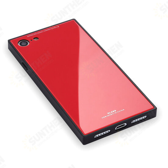Square Glossy Tempered Glass Protective Case for iPhone X/7/8/7Plus/8Plus