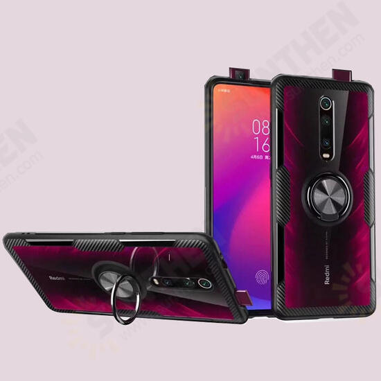 Transparent Ring Holder Magnetic Car PC & Carbon Fiber Protective Case For Xiaomi Mi9T/ Mi 9T PRO / Redmi K20 / Redmi K20 PRO