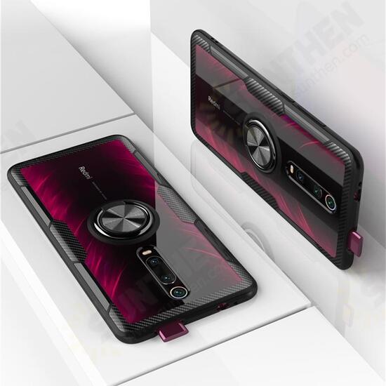 Transparent Ring Holder Magnetic Car PC & Carbon Fiber Protective Case For Xiaomi Mi9T/ Mi 9T PRO / Redmi K20 / Redmi K20 PRO