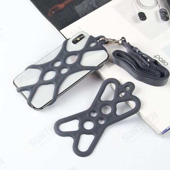 Universal Pure Silicone Mobile Phone Lanyard Necklace Case Cover Holder for 4.0-6.2 inch Devices