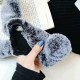 Winter 3D Cute Furry Diamond Rabbit Ears Protective Case Cover for iPhone X XS XR XS Max