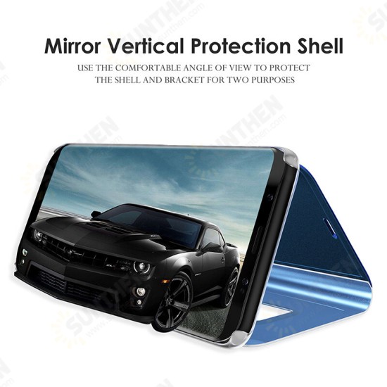 For Huawei P40 Pro Case Foldable Flip Plating Mirror Window View Shockproof Full Cover Protective Case