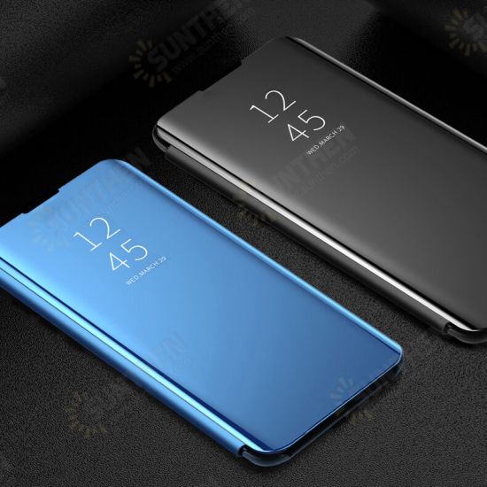 For Huawei P40 Pro Case Foldable Flip Plating Mirror Window View Shockproof Full Cover Protective Case