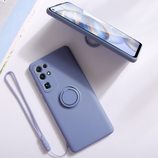 For Huawei P40 Pro Case with Lens Protector Ring Holder Dirtproof Anti-Fingerprint Shockproof Liquid Silicone Protective Case