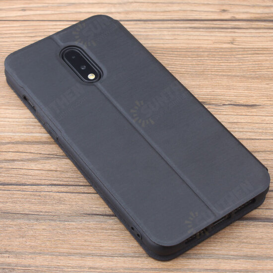 For OnePlus 8 Pro Case Brushed Pattern Flip with Stand Card Slot Shockproof PU Leather Full Body Protective Case