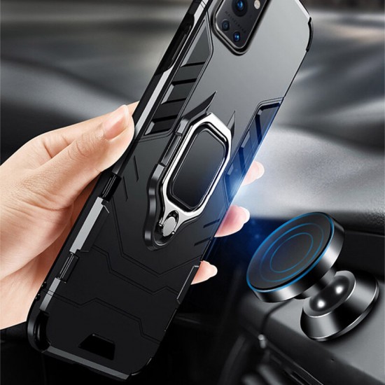 For OnePlus 9 Pro Case Shockproof Magnetic with 360° Rotation Finger Ring Holder Stand PC Protective Case