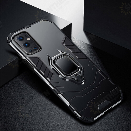 For OnePlus 9 Pro Case Shockproof Magnetic with 360° Rotation Finger Ring Holder Stand PC Protective Case