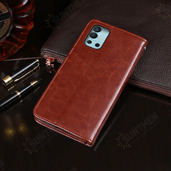 For OnePlus 9 Pro Case Magnetic Flip with Multiple Card Slot Folding Stand PU Leather Shockproof Full Cover Protective Case