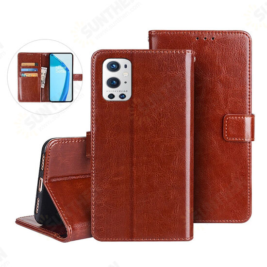 For OnePlus 9 Pro Case Magnetic Flip with Multiple Card Slot Folding Stand PU Leather Shockproof Full Cover Protective Case