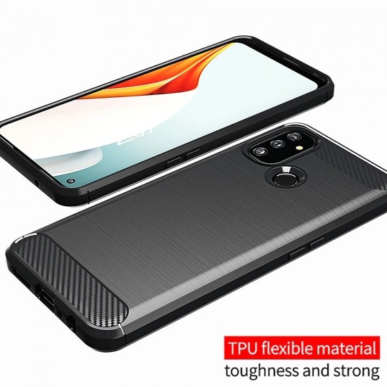 For OnePlus Nord N100 Case Carbon Fiber Texture Shockproof TPU Protective Case Back Cover