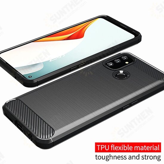 For OnePlus Nord N100 Case Carbon Fiber Texture Shockproof TPU Protective Case Back Cover