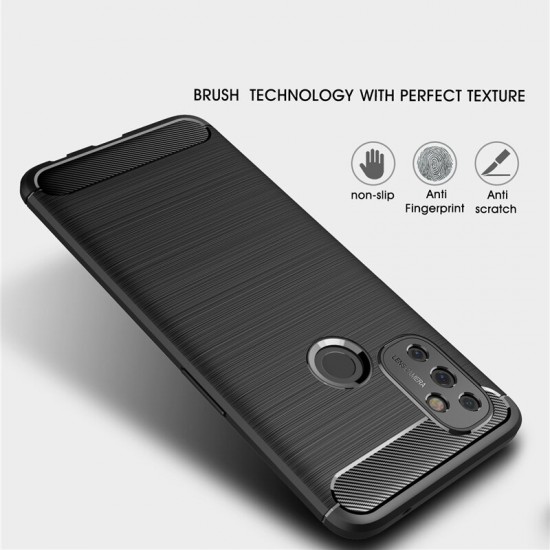 For OnePlus Nord N100 Case Carbon Fiber Texture Shockproof TPU Protective Case Back Cover