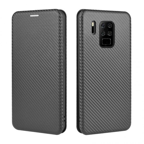 For C18 Pro Case Carbon Fiber Pattern Flip with Card Slot Stand PU Leather Shockproof Full Body Protective Case
