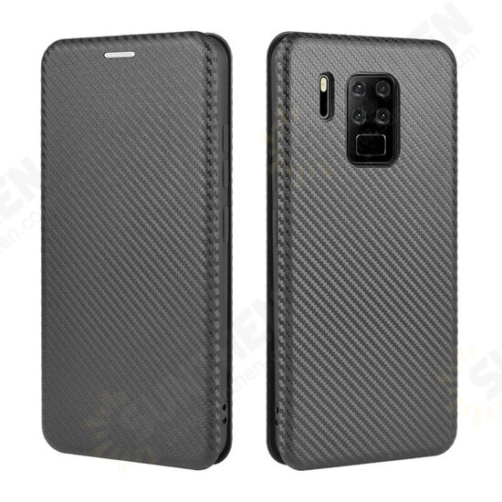 For C18 Pro Case Carbon Fiber Pattern Flip with Card Slot Stand PU Leather Shockproof Full Body Protective Case