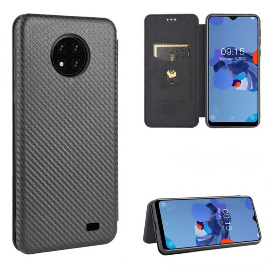For C19 Case Carbon Fiber Pattern Flip with Card Slot Stand PU Leather Shockproof Full Body Protective Case
