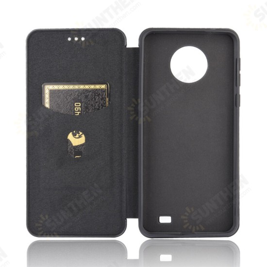 For C19 Case Carbon Fiber Pattern Flip with Card Slot Stand PU Leather Shockproof Full Body Protective Case