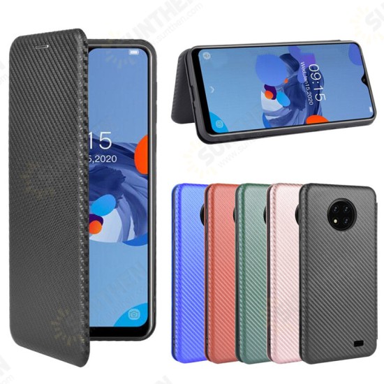 For C19 Case Carbon Fiber Pattern Flip with Card Slot Stand PU Leather Shockproof Full Body Protective Case