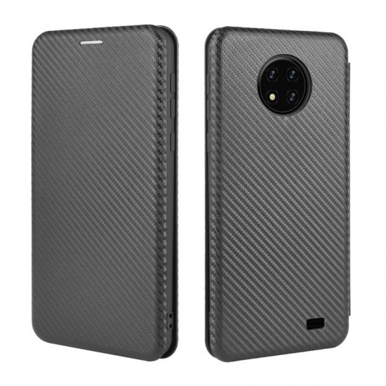 For C19 Case Carbon Fiber Pattern Flip with Card Slot Stand PU Leather Shockproof Full Body Protective Case