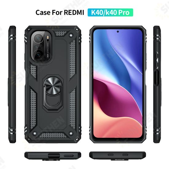 For POCO F3 Global Version Case Bumpers Shockproof Magnetic with 360 Rotation Finger Ring Holder Stand PC Protective Case