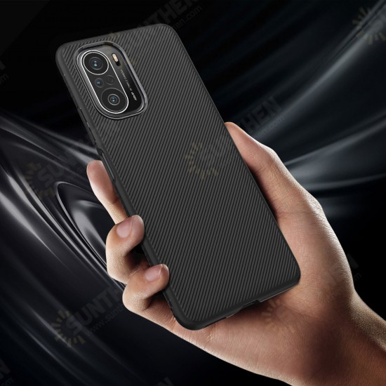 For POCO F3 Global Version Case Carbon Fiber Texture Slim Soft Silicone Shockproof Protective Case Back Cover