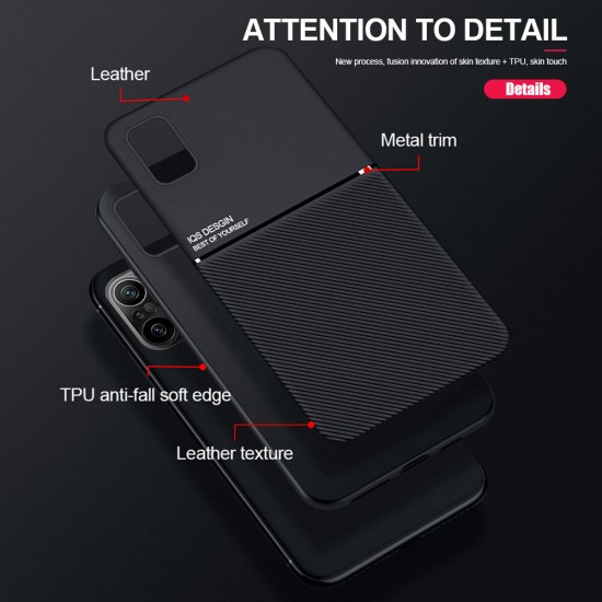 For POCO F3 Global Version Case Magnetic Leather Texture Non-Slip TPU Shockproof Protective Case Back Cover Non-Original