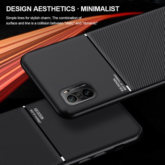 For POCO F3 Global Version Case Magnetic Leather Texture Non-Slip TPU Shockproof Protective Case Back Cover Non-Original