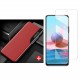 Global Version/ Xiaomi Redmi Note 10 5G Case Magnetic Flip Smart Sleep Window View Shockproof PU Leather Full Cover Protective Case + 9H Anti-Explosion Anti-Fingerprint Tempered Glass Screen Protector