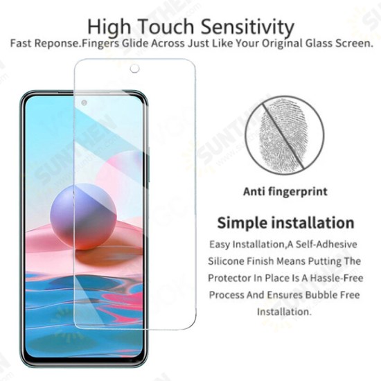 Global Version/ Xiaomi Redmi Note 10 5G Case Magnetic Flip Smart Sleep Window View Shockproof PU Leather Full Cover Protective Case + 9H Anti-Explosion Anti-Fingerprint Tempered Glass Screen Protector