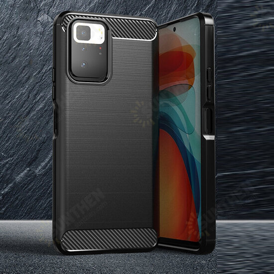 For POCO X3 GT Case Carbon Fiber Texture Shockproof TPU Protective Case Back Cover