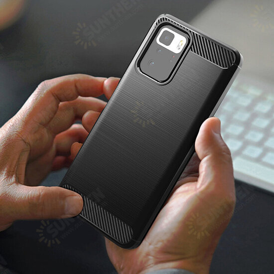 For POCO X3 GT Case Carbon Fiber Texture Shockproof TPU Protective Case Back Cover