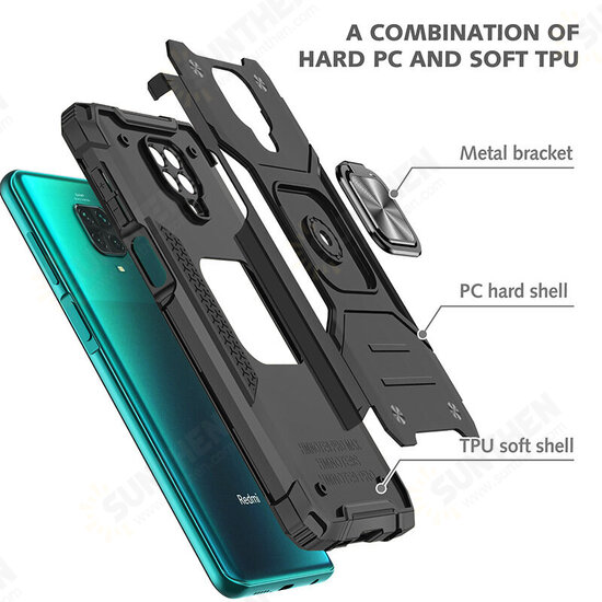 For POCO X3 NFC Case Magnetic with Ring Holder Stand Shockproof PC + TPU Protective Case Back Cover